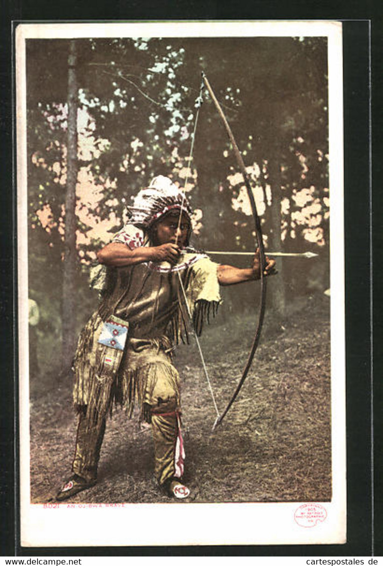 Künstler-AK Indianer, An Ojibwa Brave - Native Americans