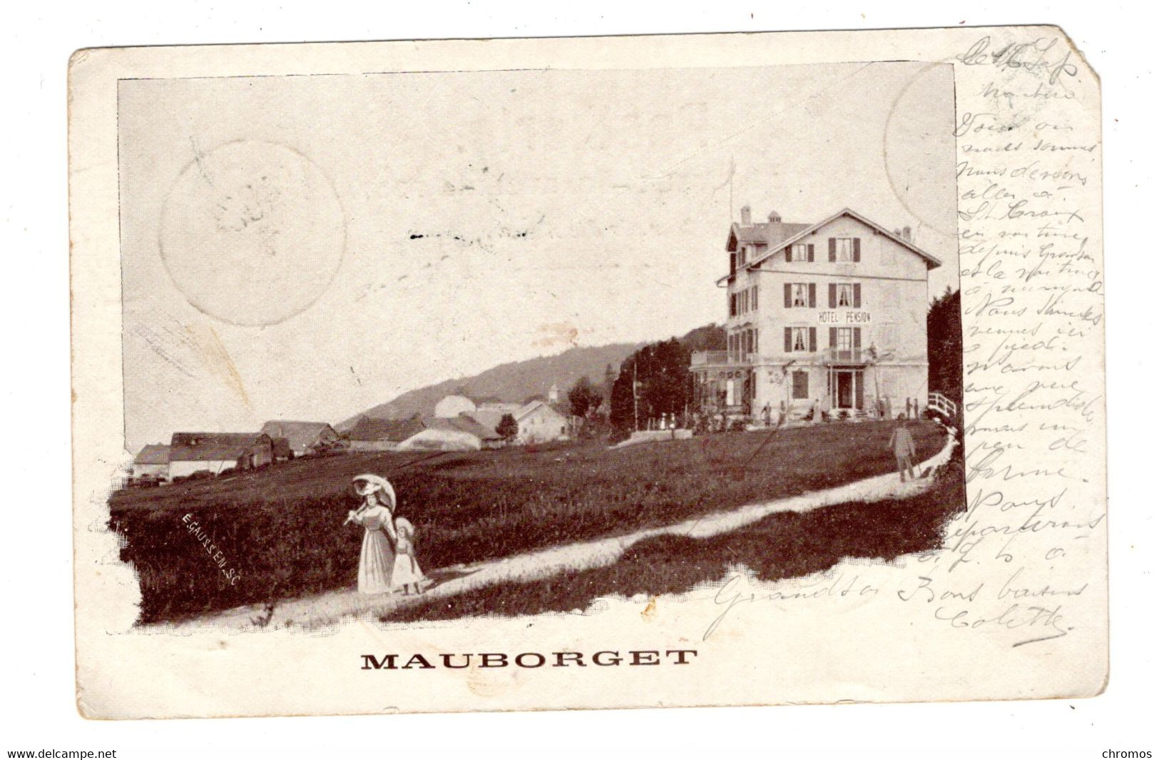 Carte Postale, Ct. Vaud, Mauborget, >> Cachet, Hôtel, Suisse, Schweiz, 1900 - Mauborget