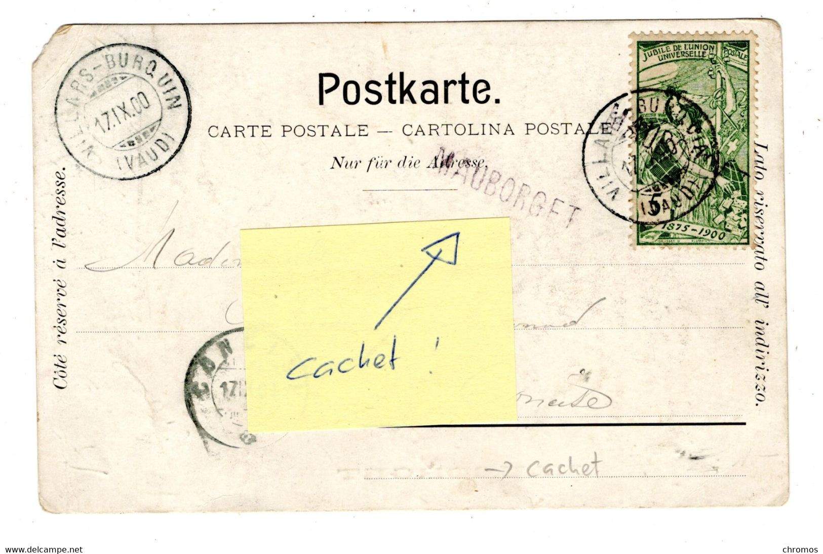 Carte Postale, Ct. Vaud, Mauborget, >> Cachet, Hôtel, Suisse, Schweiz, 1900 - Mauborget