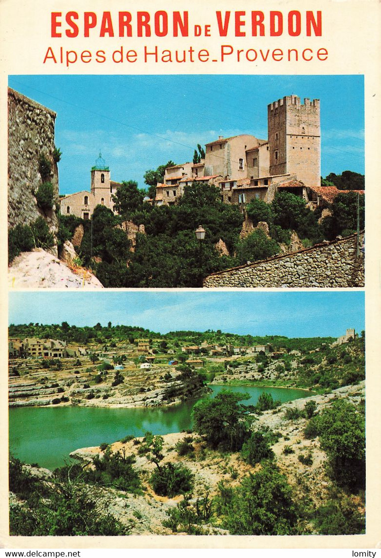 04 Esparron De Verdon Carte 2 Vues Village Provençal Au Bord Du Lac Formé Par Le Barrage - Autres & Non Classés