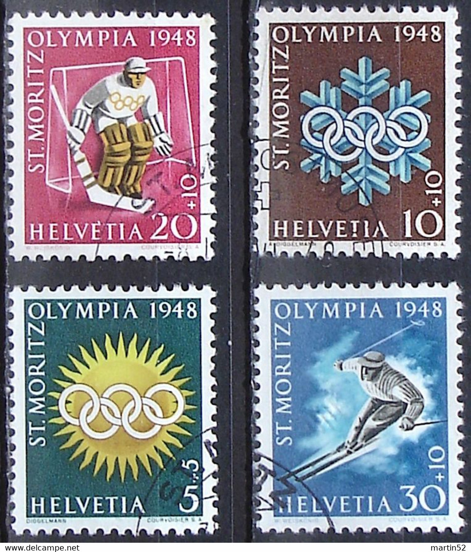 Schweiz Suisse 1948: Winter-Olympiade D'hiver Zu WIII 25-28 Mi 492-495 Yv 449-452 Mit Sonder-o ST.MORITZ (Zu CHF 17.00) - Winter 1948: St-Moritz