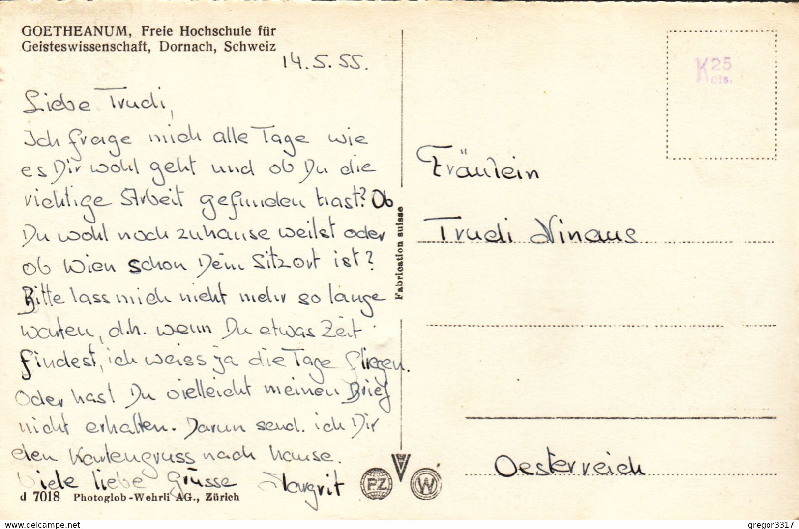 8907) GOETHEANUM - Freie Hochschule Für Geisteswissenschaften DORNACH - Schweiz 1955 - Dornach