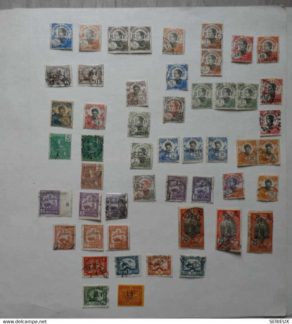 ¤3 INDO CHINA  1930  PAGE DE  TIMBRES DIVERS. SURCHARGES  +OBLITERATIONS DIVERSES A VOIR - Gebruikt