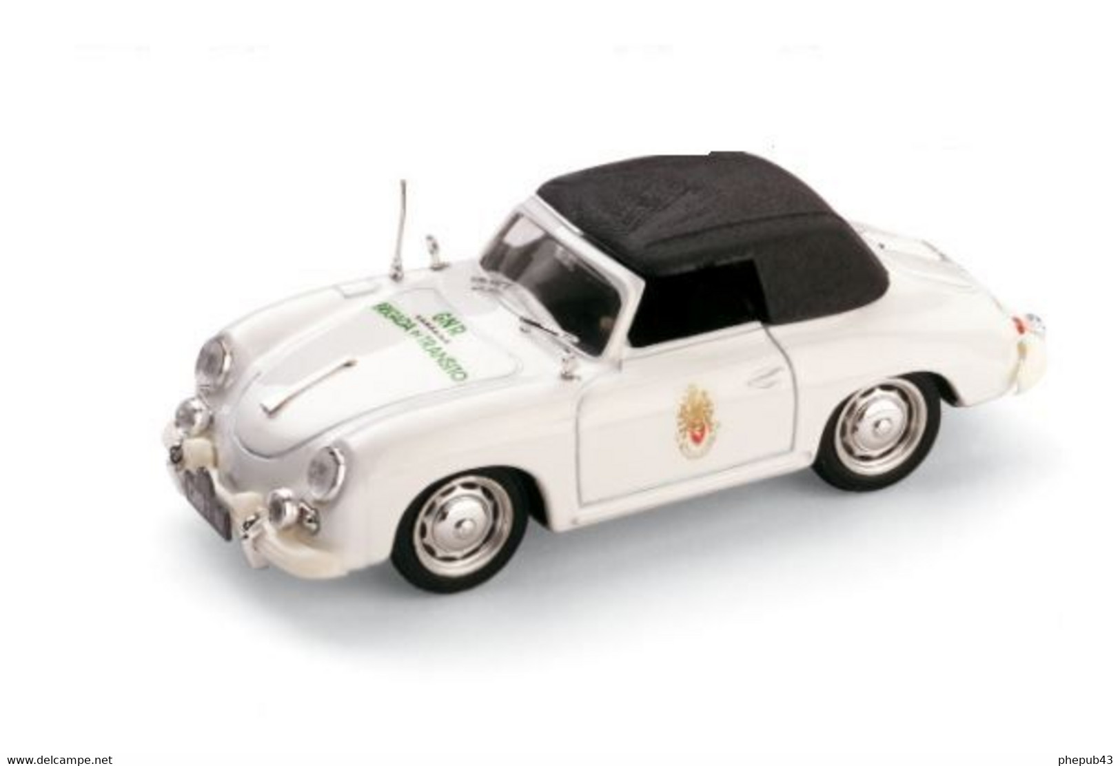 Porsche 356 Cabriolet - Portuguesa Police - 1952 - White & Black Roof - Brumm - Brumm