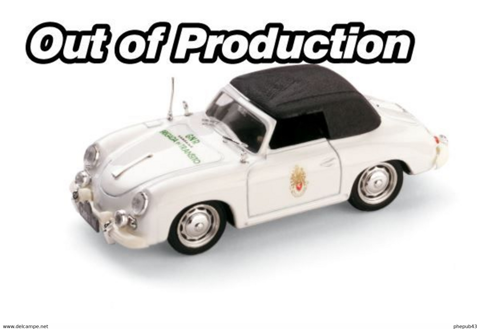 Porsche 356 Cabriolet - Portuguesa Police - 1952 - White & Black Roof - Brumm - Brumm