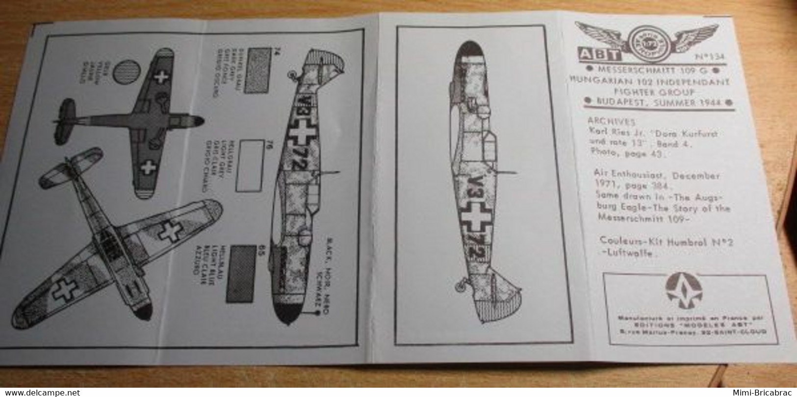 ABT21 Très Rare Décal Années 70 ABT : 1/72e N° 134 ME 109 G HONGRIE 1944 (alliée De L'Allemagne ... En 44 !) - Transfer