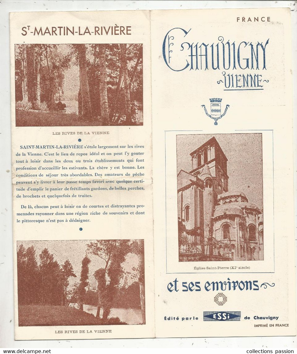 Dépliant Touristique 8 Pages, CHAUVIGNT ET SES ENVIRONS ,86 , Vienne, 4 Scans, Frais Fr 1.95 E - Tourism Brochures