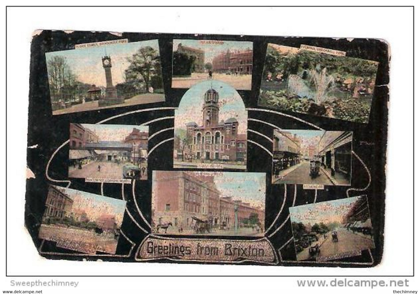 GREETINGS FROM BRIXTON South London Suburbs Used 1907 CARD IS WORN AND DAMAGED - London Suburbs