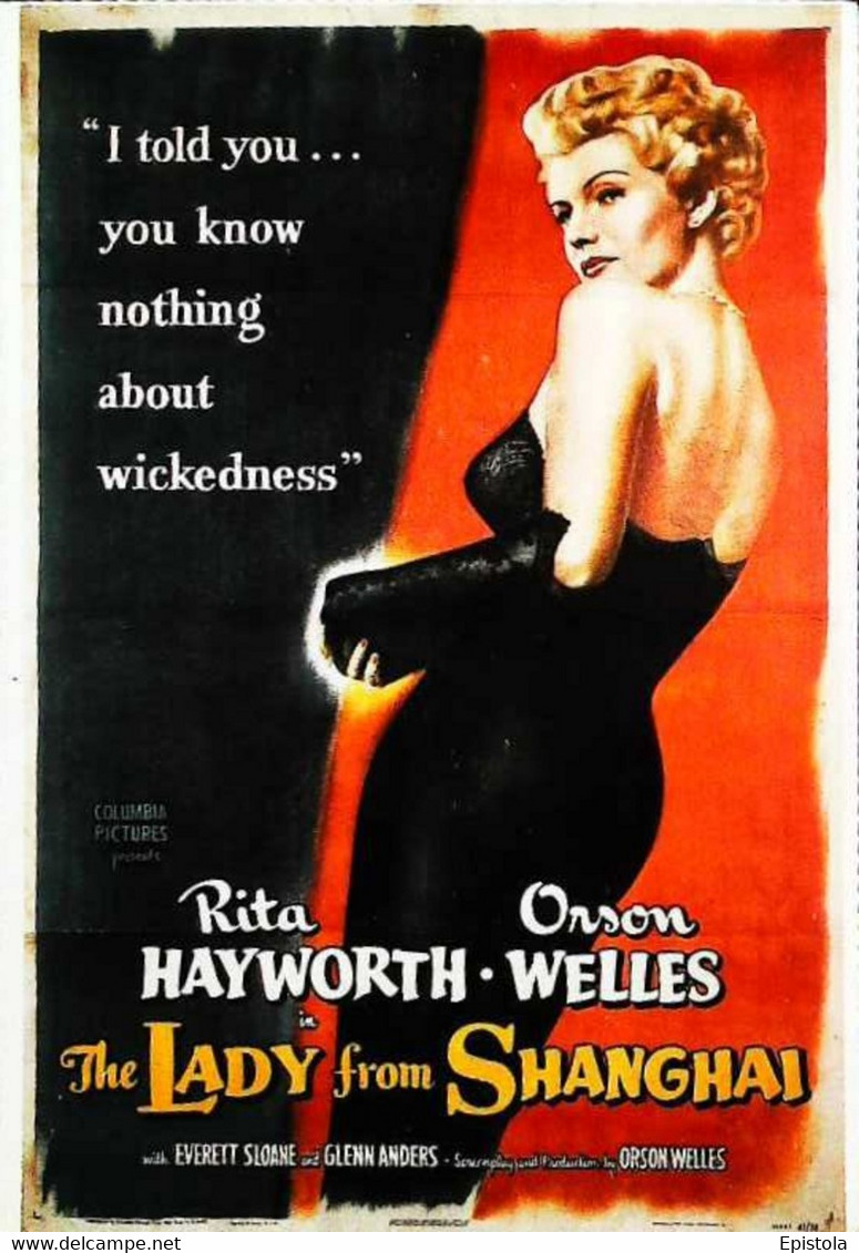 ►  Carte Affiche  Lady  From Shanghai  Rita Hayworth  Orson Welles - Affiches Sur Carte