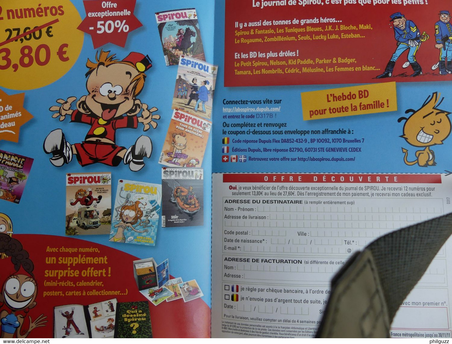 FLYERS BLEU ABONNEMENT JOURNAL SPIROU 2011 - TOME & JANRY - LE PETIT SPIROU - Objets Publicitaires