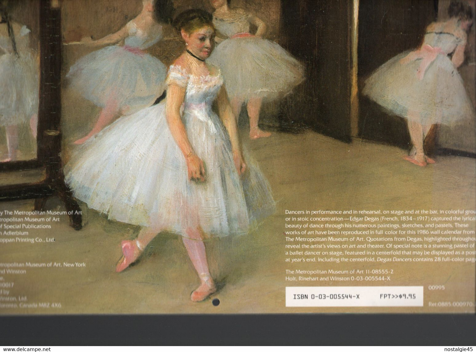 Calendrier 28x35cm5 - DEGAS Dancers/Metropolitan Muséum Of Art New-York 1986 - Grand Format : 1991-00