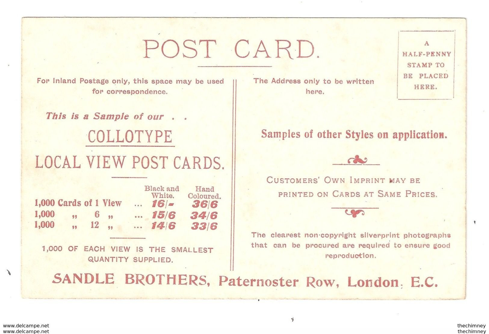 Stonegrove Edgware Advertising Postcard Sandle Brothers London Deltiology - London Suburbs