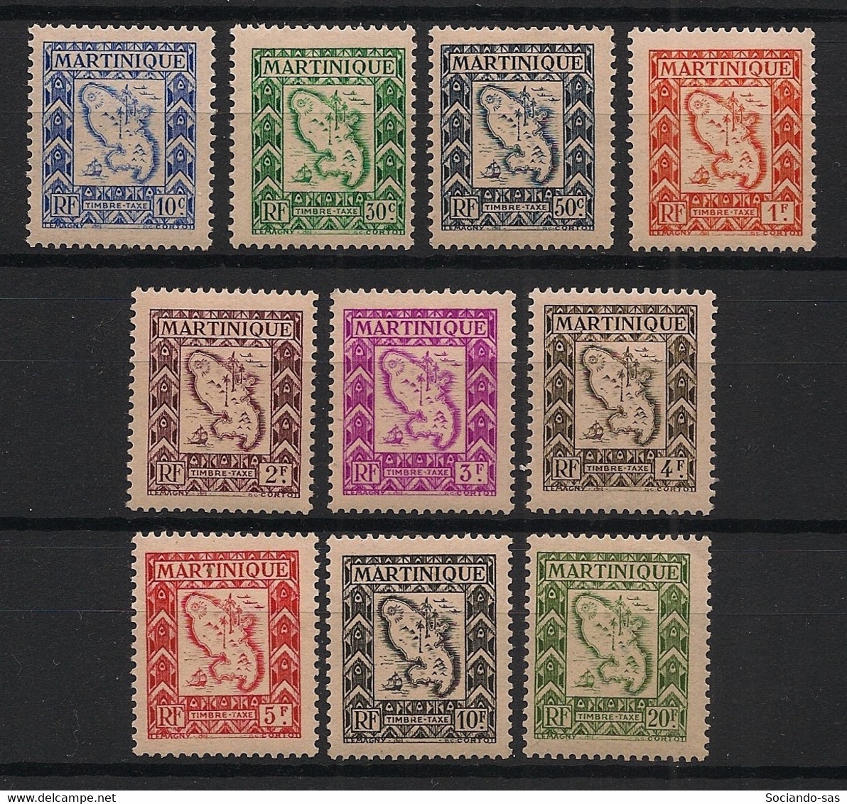 Martinique - 1947 - Taxe TT N°Yv. 27 à 36 - Série Complète - Neuf Luxe ** / MNH / Postfrisch - Timbres-taxe