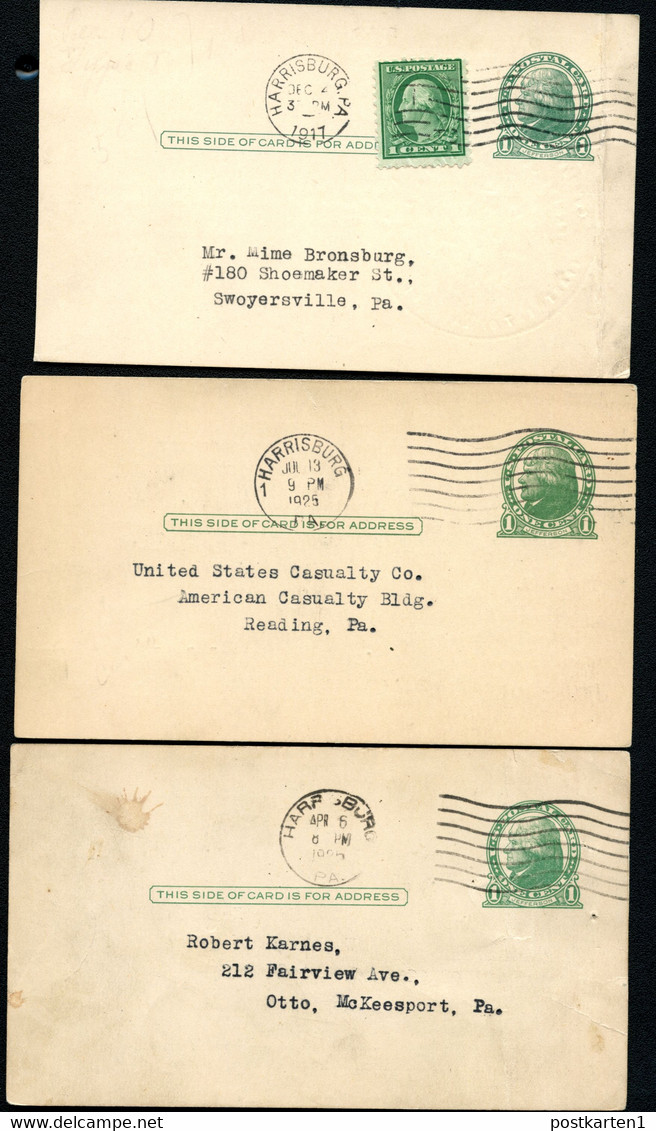 UX27 S37A 3 Postal Cards Harrisburg PA 1917-1925 - 1901-20