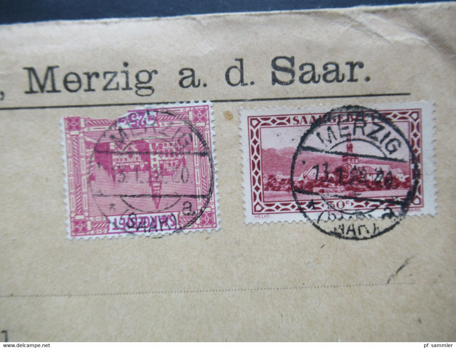 Saargebiet 1923 MiF Merzig - Trier Umschlag Villeroy & Boch, Merzig An Der Saar Thematik Porzellan - Cartas & Documentos