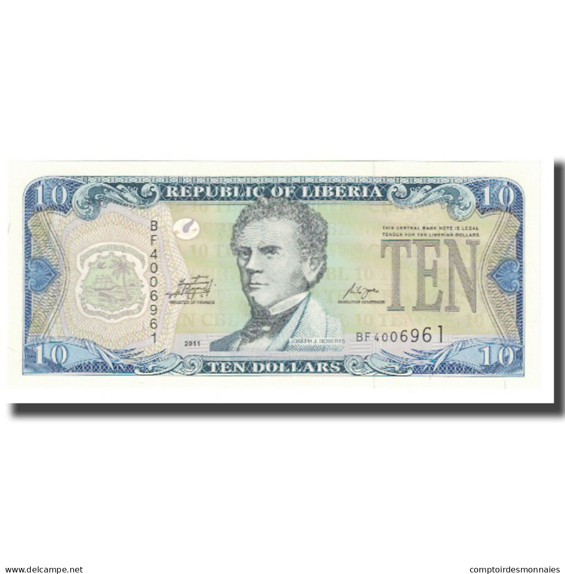 Billet, Liberia, 10 Dollars, 2011, KM:27f, NEUF - Liberia