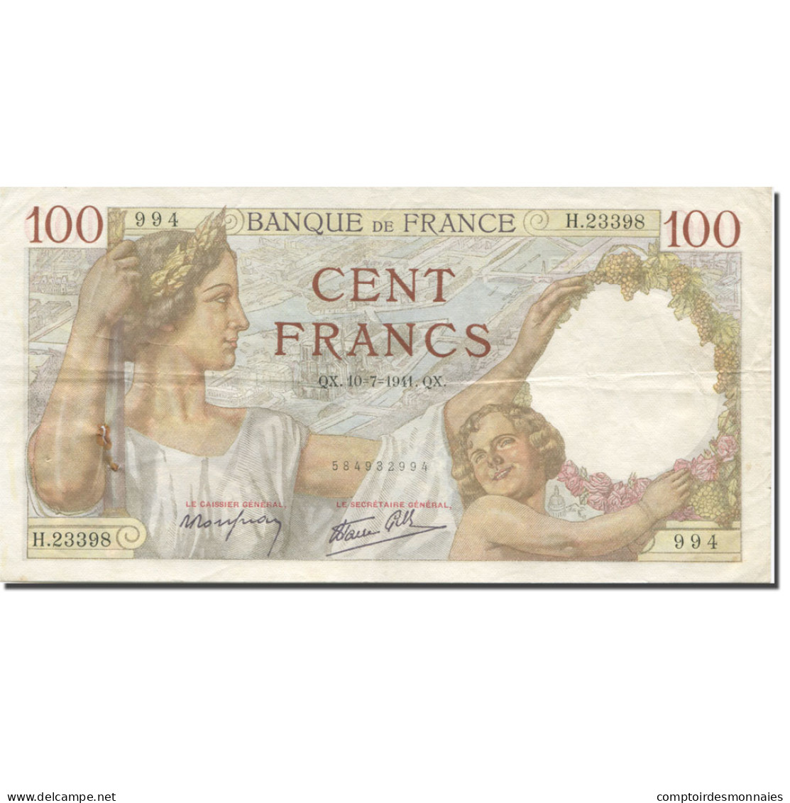 France, 100 Francs, Sully, 1941, 1941-07-10, TTB, Fayette:26.55, KM:94 - 100 F 1939-1942 ''Sully''