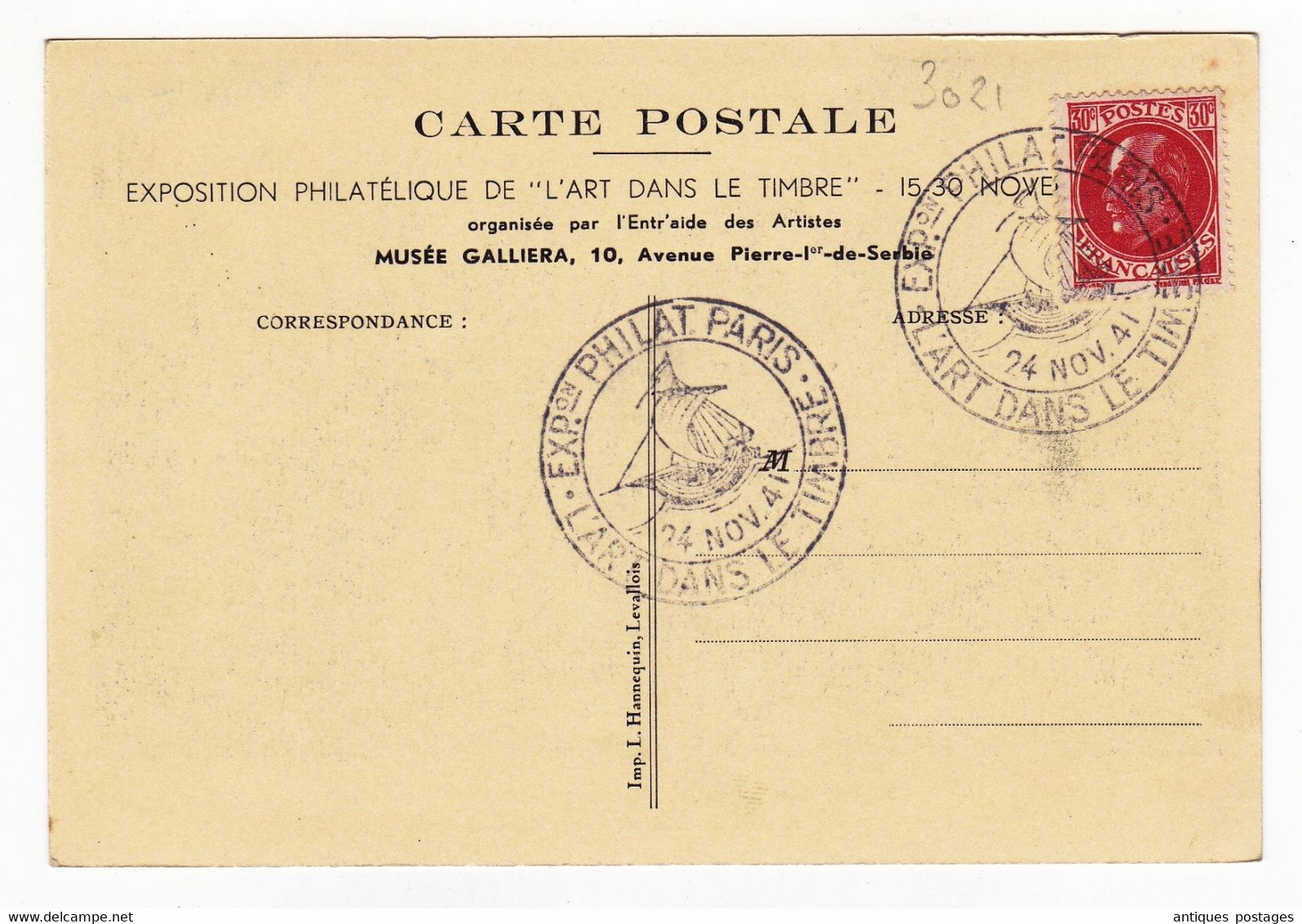 Exposition Philatélique De Paris 24 Novembre 1941 Pétain La Bourse Aux Timbres En 1860 Stamp Exchange - 1941-42 Pétain