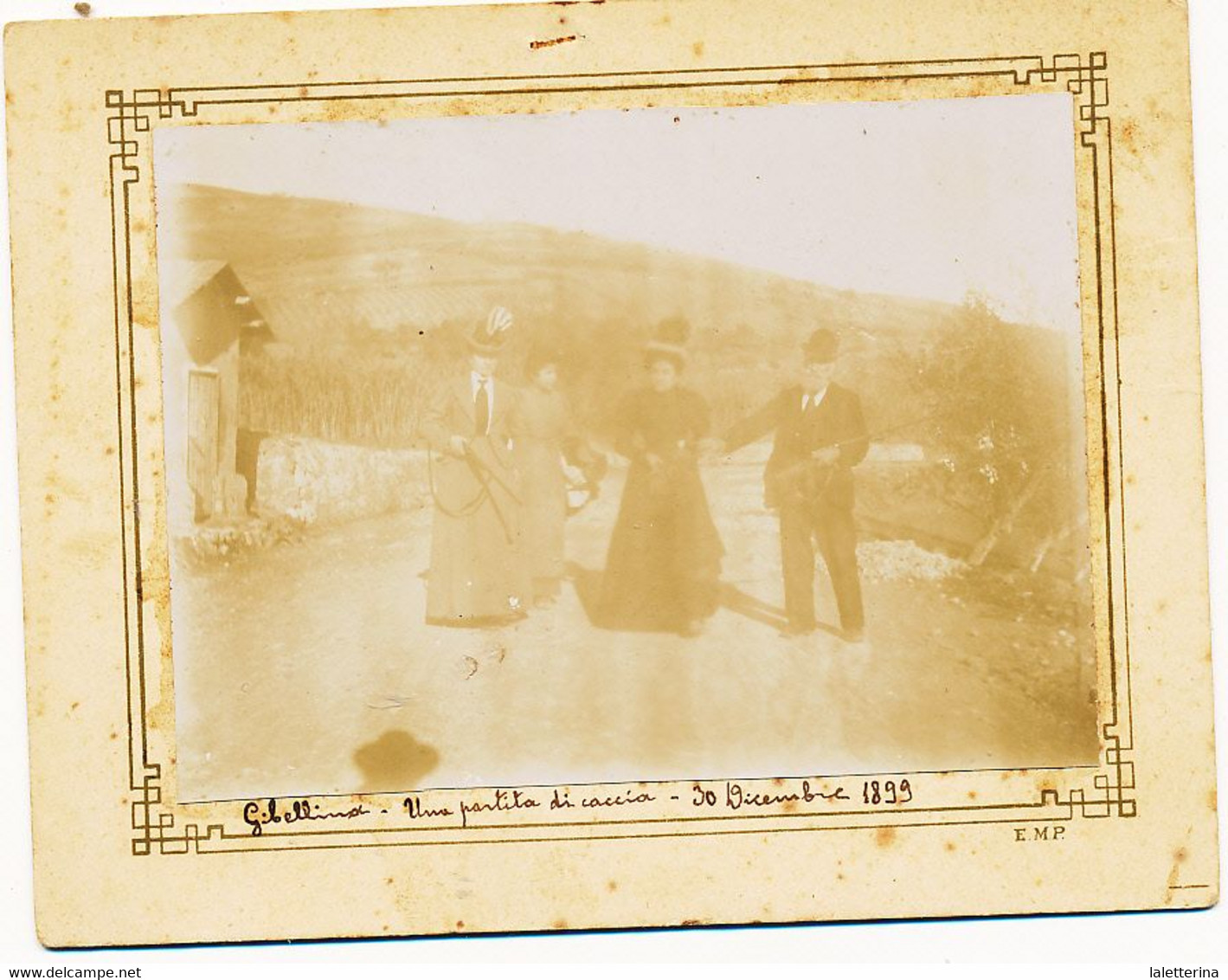 30-12-1899 GIBELLINA SICILIA  FOTOGRAFIA UNA PARTITA DI CACCIA  CM 11X8 - Plaatsen