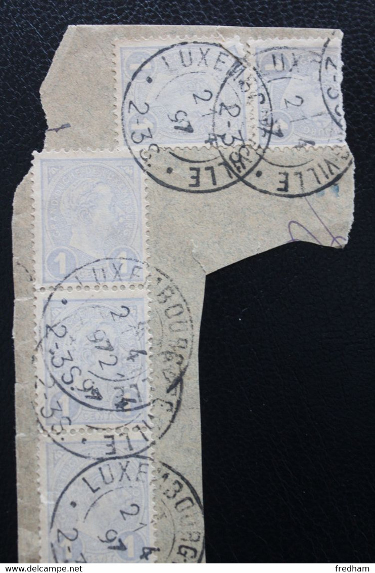 1897,LUXEMBOURG Y&T NO LU 69 1C LUX  GRIS LILAS SUR FRAGMENT TAD LUXEMBOURG VILLE DU 21/04/97 B/TB - 1895 Adolphe De Profil