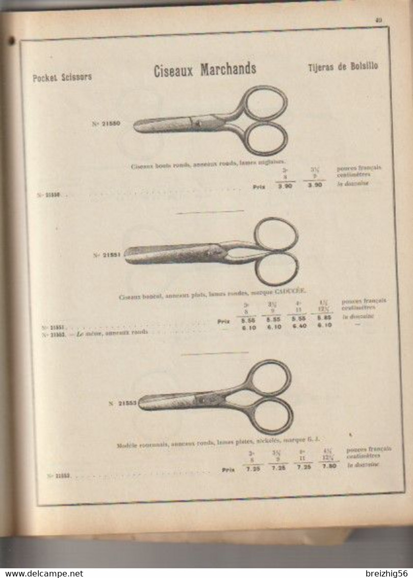 Sté Gale de coutellerie et orfèvrerie Catalogue 1911 (couteaux, tire-bouchons, greffoirs, rasoirs, ciseaux...) 152 pages