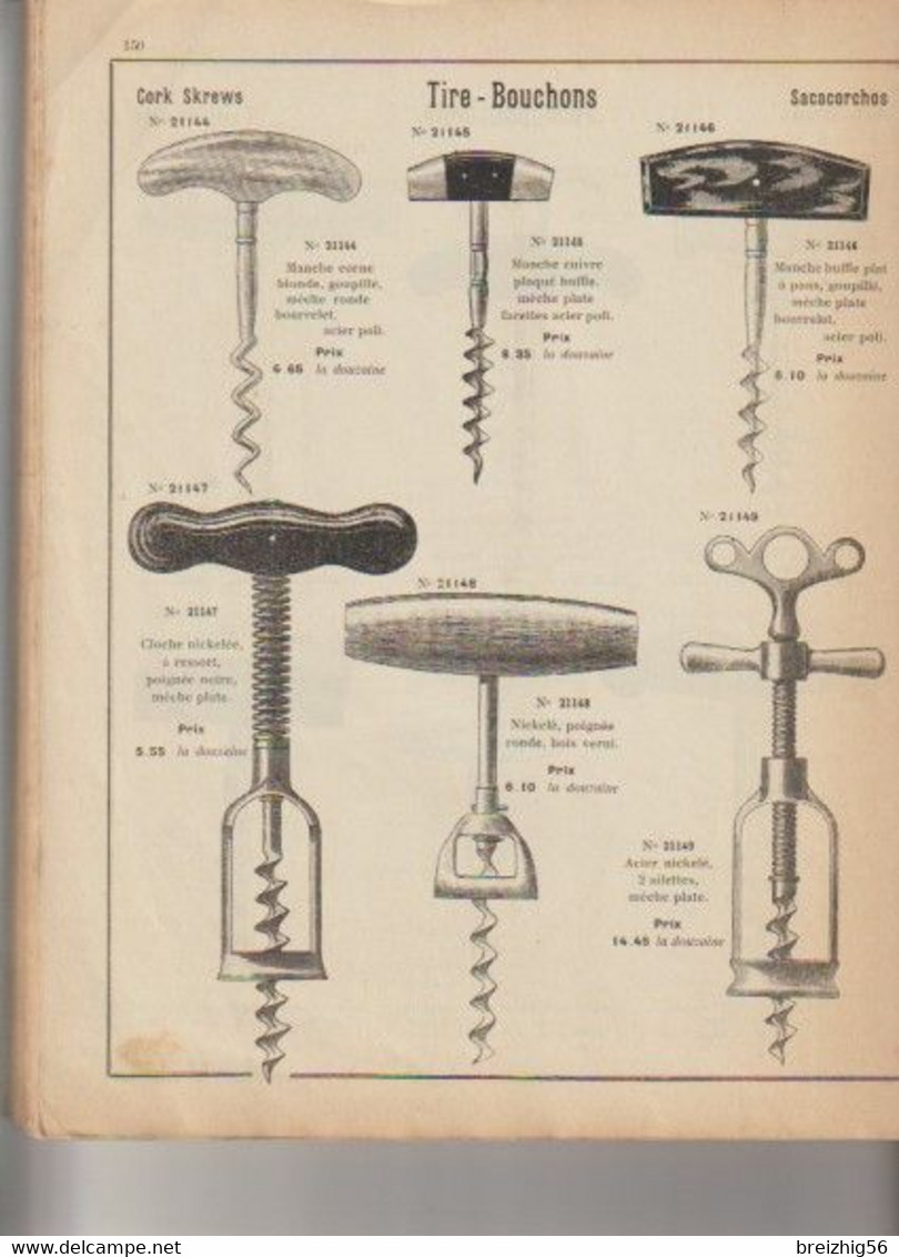 Sté Gale de coutellerie et orfèvrerie Catalogue 1911 (couteaux, tire-bouchons, greffoirs, rasoirs, ciseaux...) 152 pages