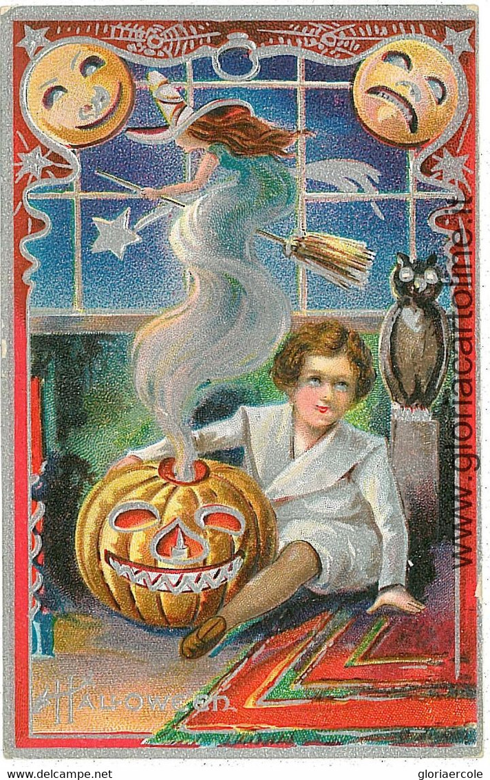 08054 -  VINTAGE POSTCARD ---   HALLOWEEN - EMBOSSED - BEAUTIFULL! - Halloween