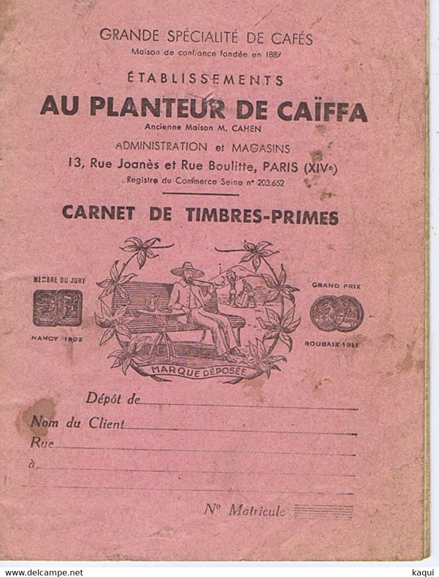 PARIS - AU PLANTEUR DE CAÏFFA - 13 Rue Joanès Et Rue Boulitte ( XIVe ) Carnet De Timbres-Primes - 20 Pages - Reclame