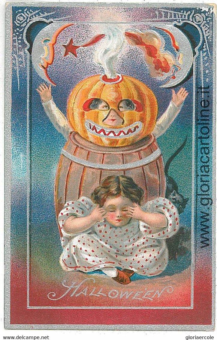 08045 -  VINTAGE POSTCARD ---   HALLOWEEN - EMBOSSED - BEAUTIFULL! - Halloween