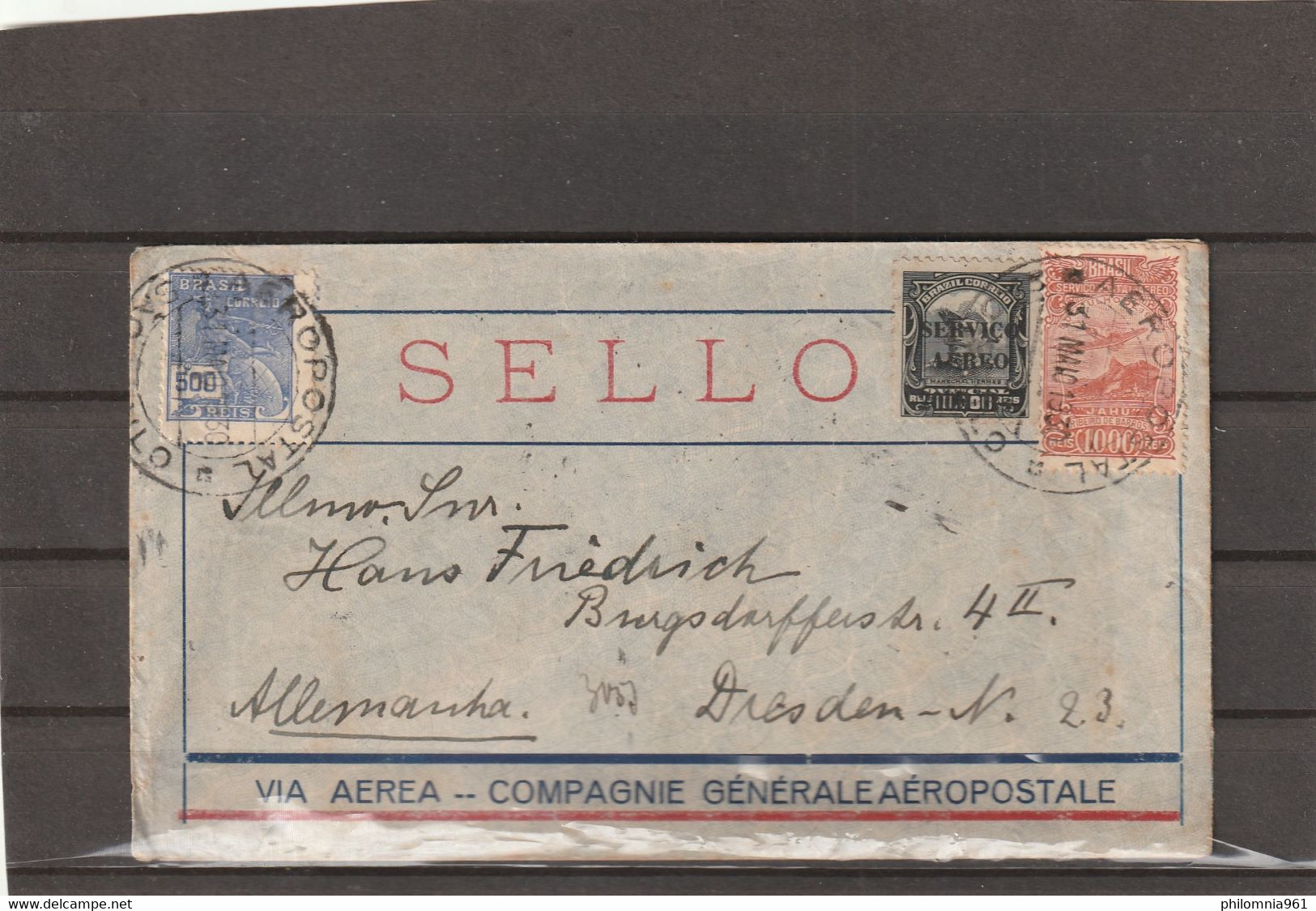 Brazil AEROPOSTAL AIRMAIL COVER TO Dresden Germany 1930 - Airmail (Private Companies)