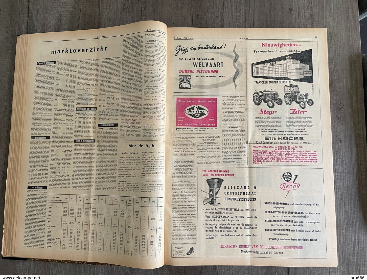 DE BOER - Weekblad van de Belgische Boerenbond Leuven - Volledige jaargang 1960 nr 1-53 ingebonden met inhoudsopgave