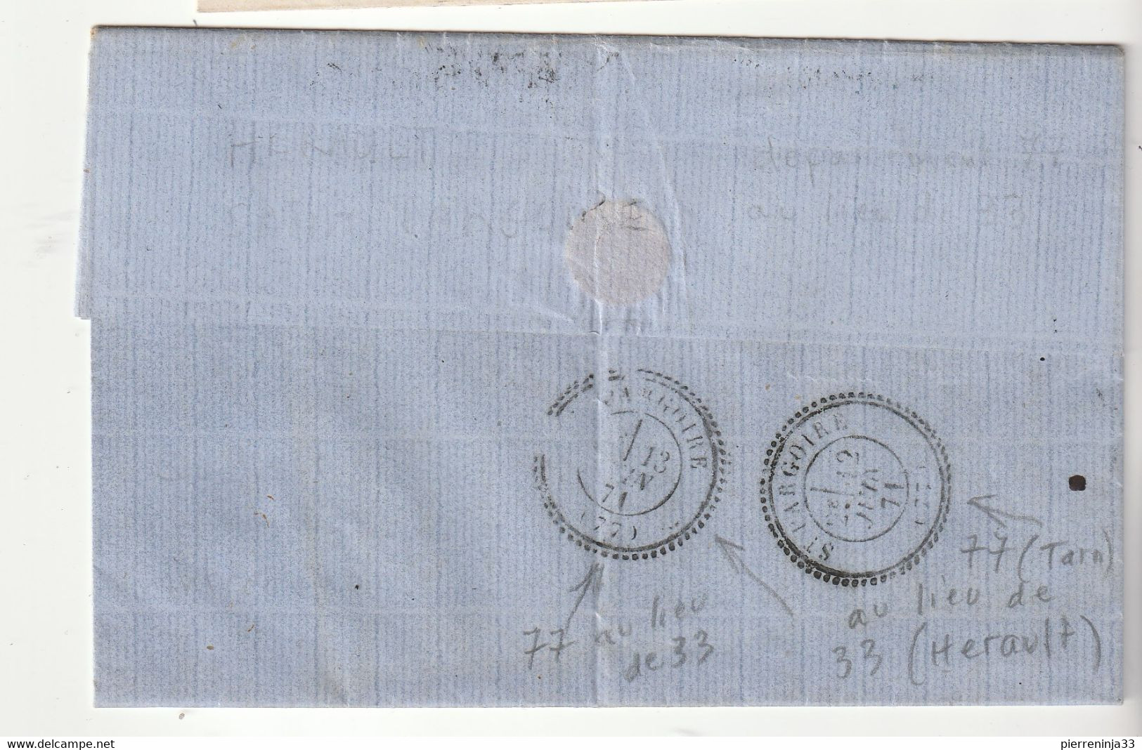 Lettre Avec Classiques De France: Napoléon N° 28, G.C. 1050 Clermont De L'Hérault- Rieutord, 1871 - 1863-1870 Napoleon III Gelauwerd