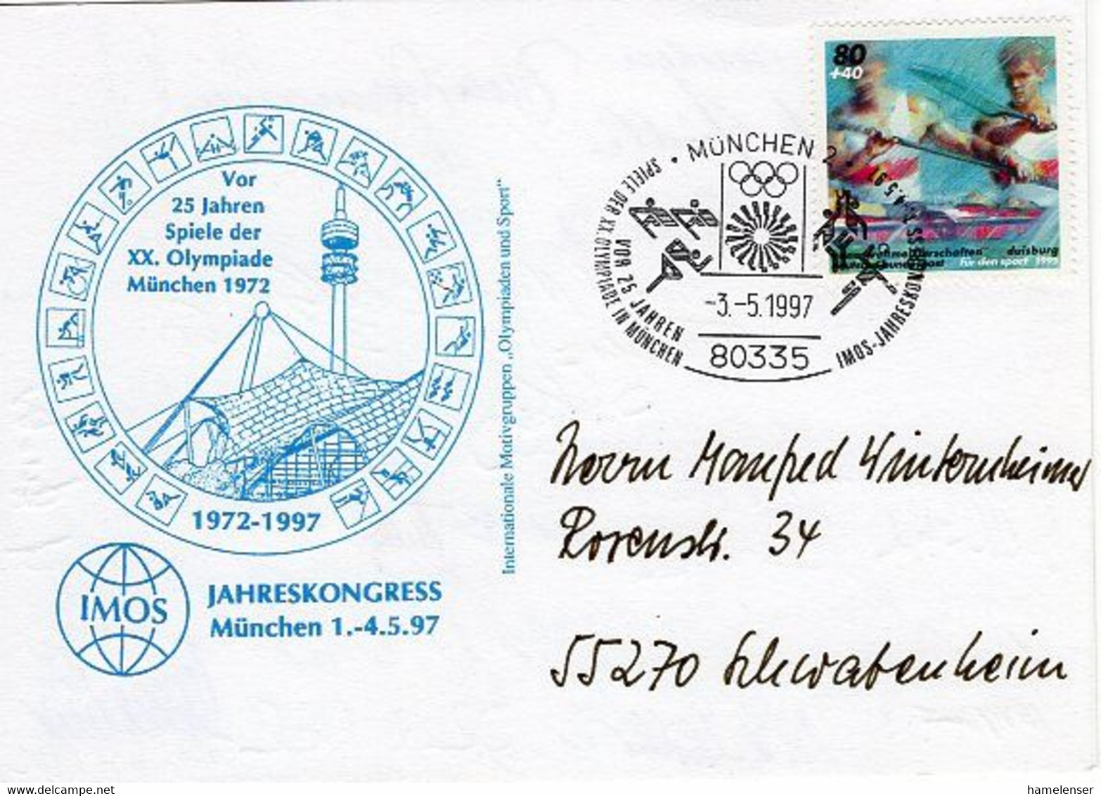 49100 - Bund - 1997 - 25 Jahre Sommerolympiade Muenchen 1972 - SoStpl. A. Kte. MUENCHEN -> Schwabenheim - Zomer 1972: München