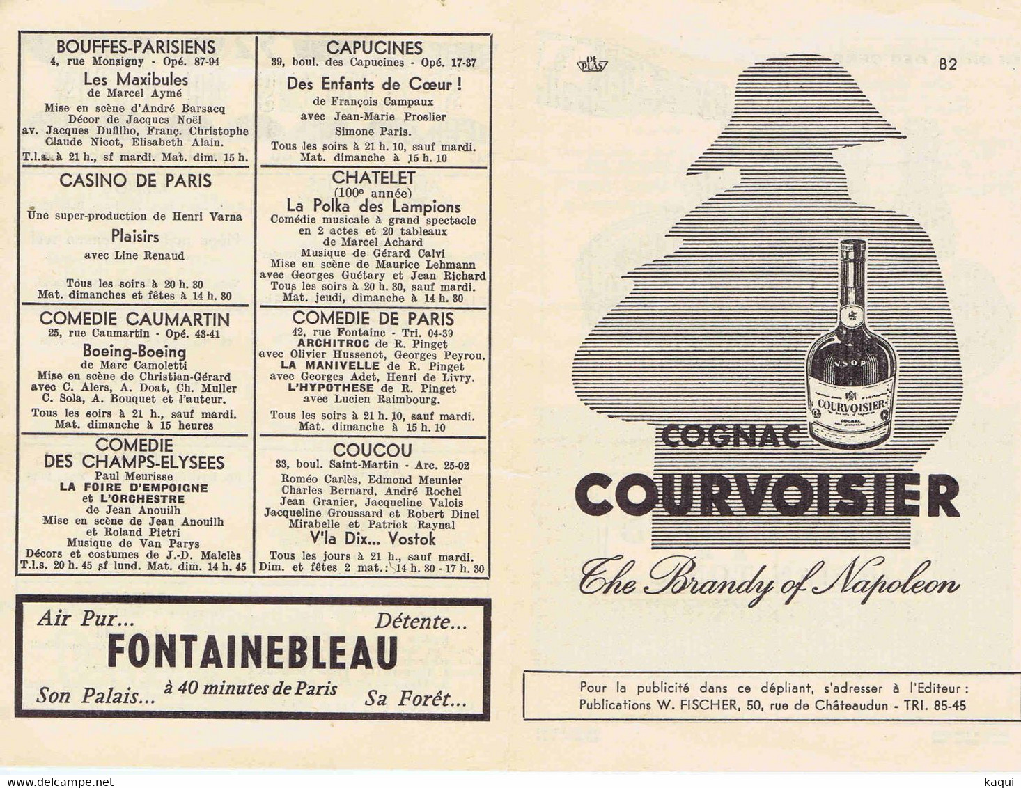 Pub. SCHWEPPES - Cognac COURVOISIER - OBER PILS - FONTAINEBLEAU - Advertising