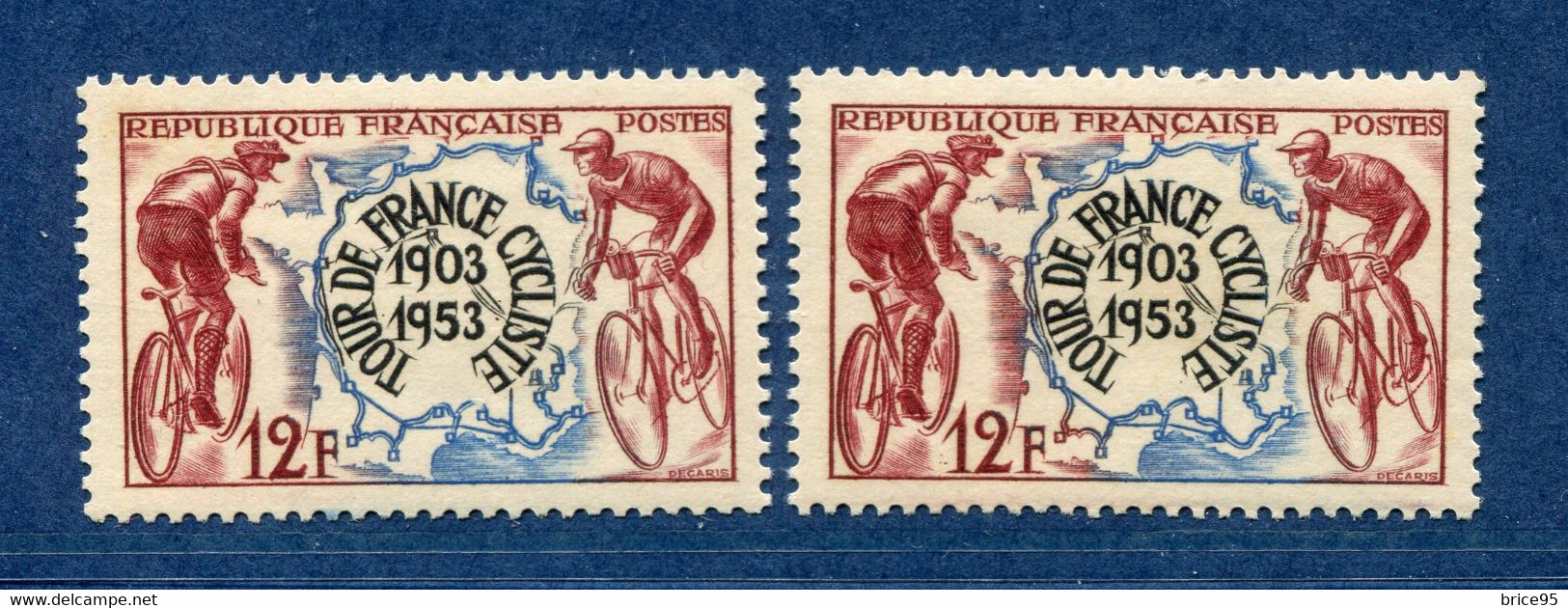 ⭐ France - Variété - YT N° 955 - Couleurs - Pétouille - Neuf Sans Charnière - 1953 ⭐ - Unused Stamps
