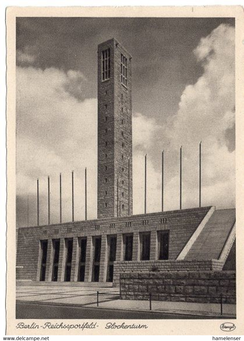 49163 - Deutsches Reich - 1936 - Ans.-Kte. Olympiade, Berlin, Reichssportfeld, Glockenturm - Altri & Non Classificati