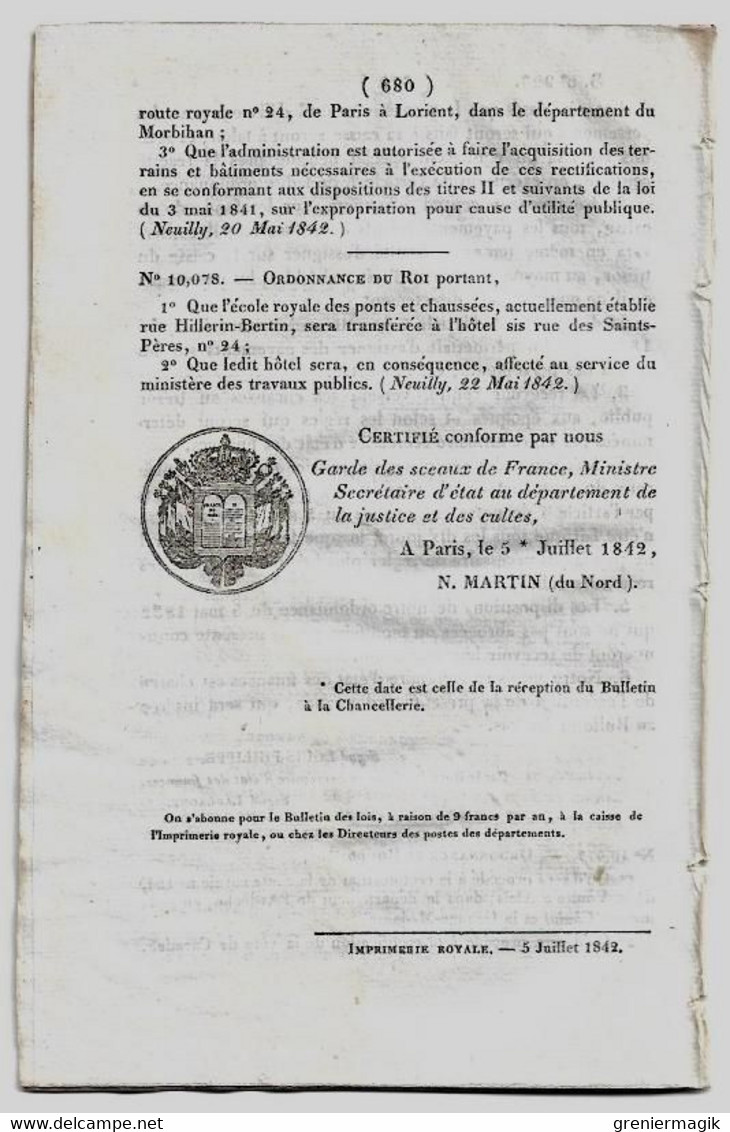 Bulletin des Lois 923 1842 Prolongement jusqu'au Havre du chemin de fer de Paris à Rouen (Charles Laffitte et compagnie)