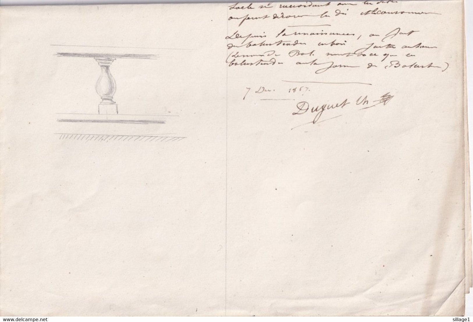 Attiques Du Palais De Vienne Corniche Architecture Plans Frontons Et Balustrades 1867 Duguet Ch.  Format 35x27,5cms - Architectuur