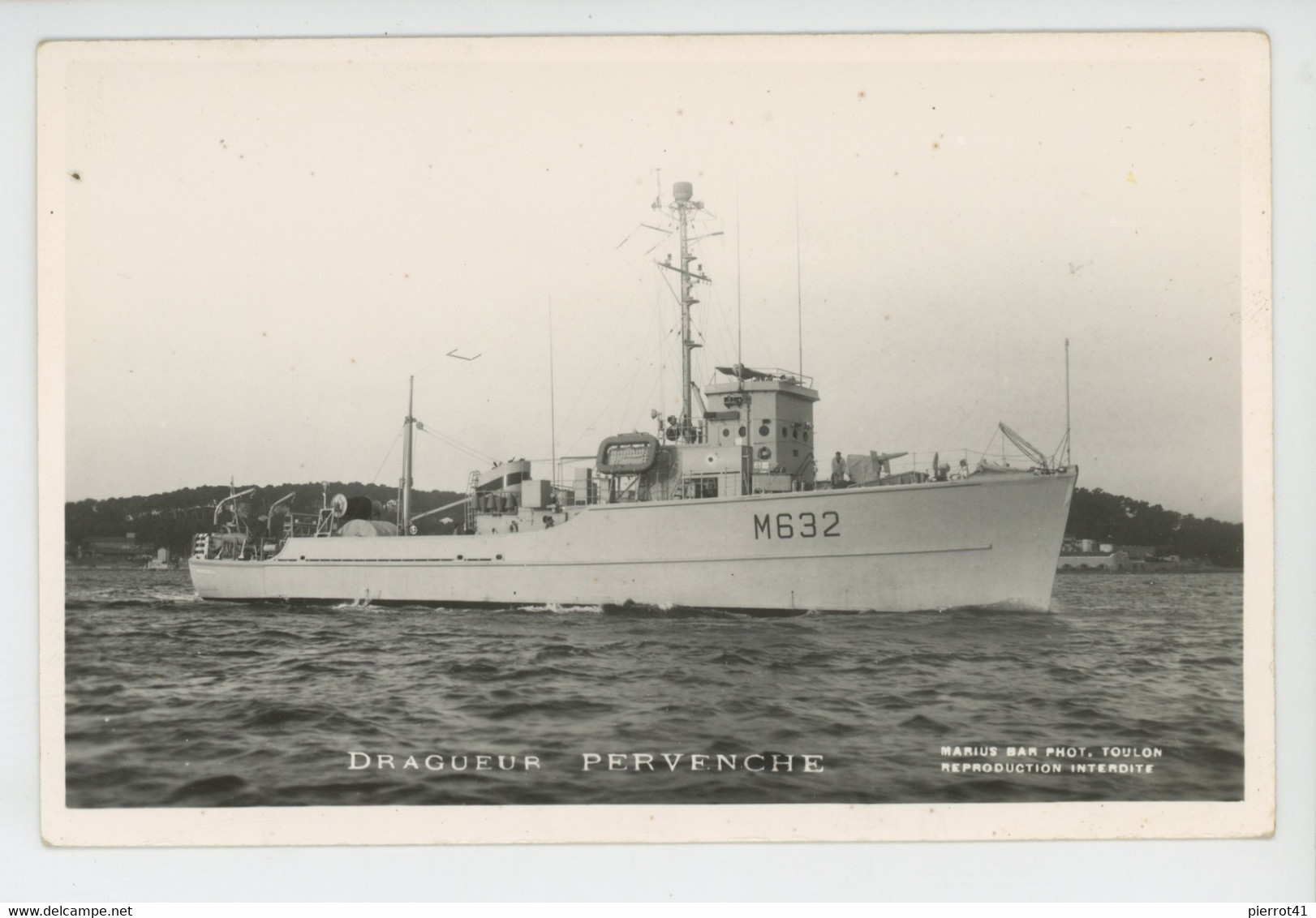 BATEAUX - MARINE FRANÇAISE - Marius Bar Photo. TOULON - Dragueur PERVENCHE - Guerra