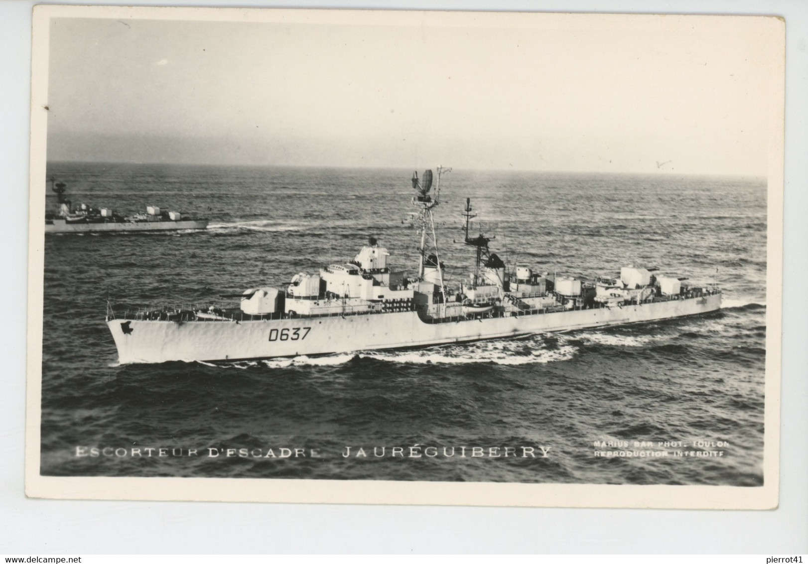 BATEAUX - MARINE FRANÇAISE - Marius Bar Photo. TOULON - Escorteur D'Escadre JAURÉGUIBERRY - Guerra