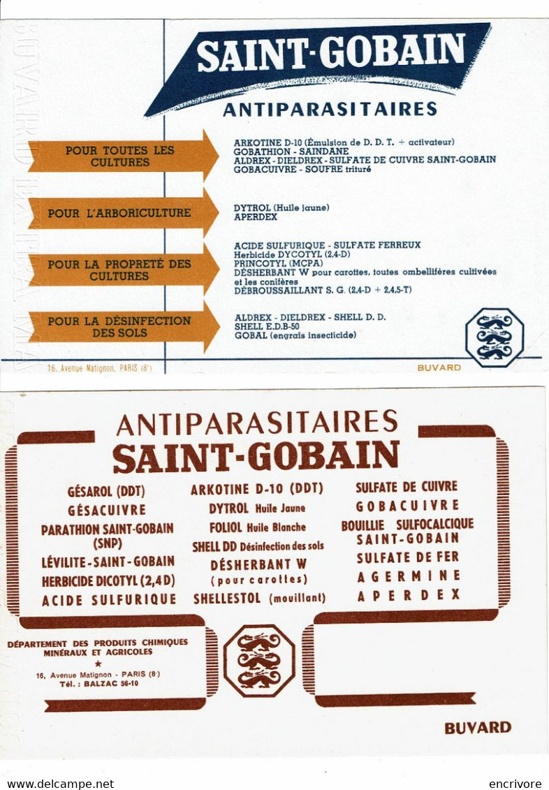 Buvard Compagnie De SAINT GOBAIN Antiparasitaires 2 Buvards - Farm