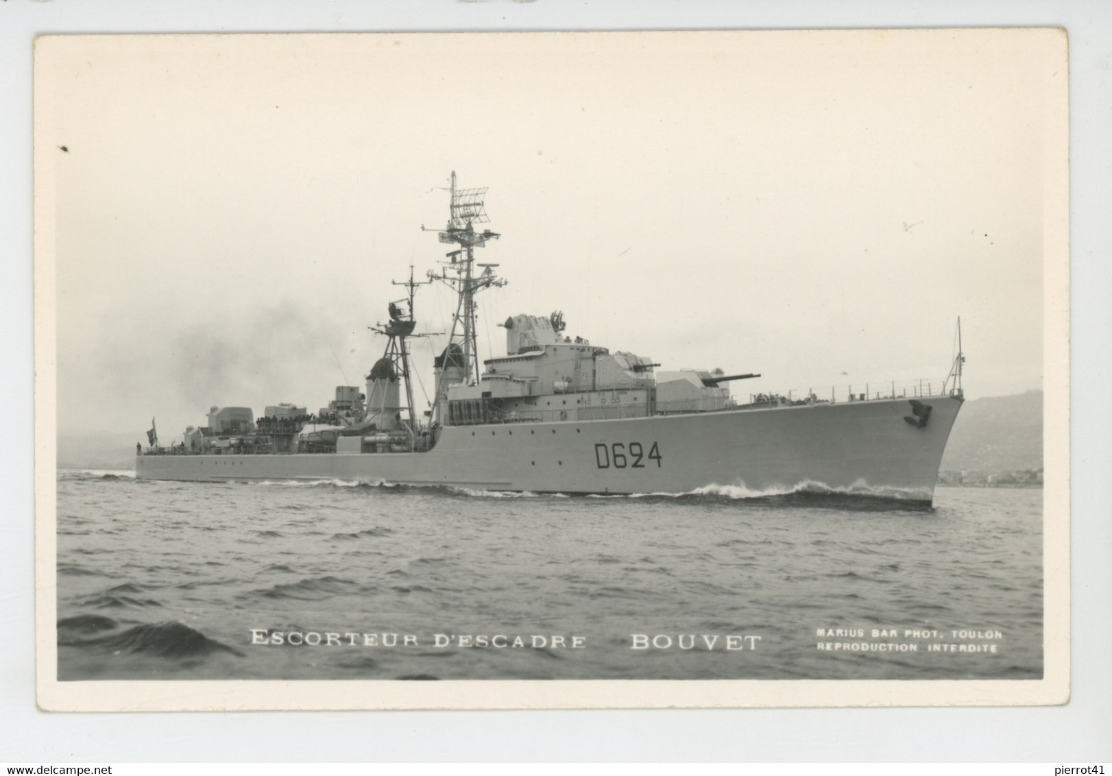 BATEAUX - MARINE FRANÇAISE - Marius Bar Photo. TOULON - Escorteur D'Escadre BOUVET - Warships