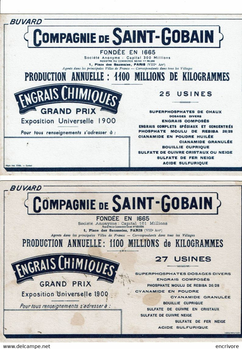 Buvard Compagnie De SAINT GOBAIN Engrais 5 Buvards - Agriculture