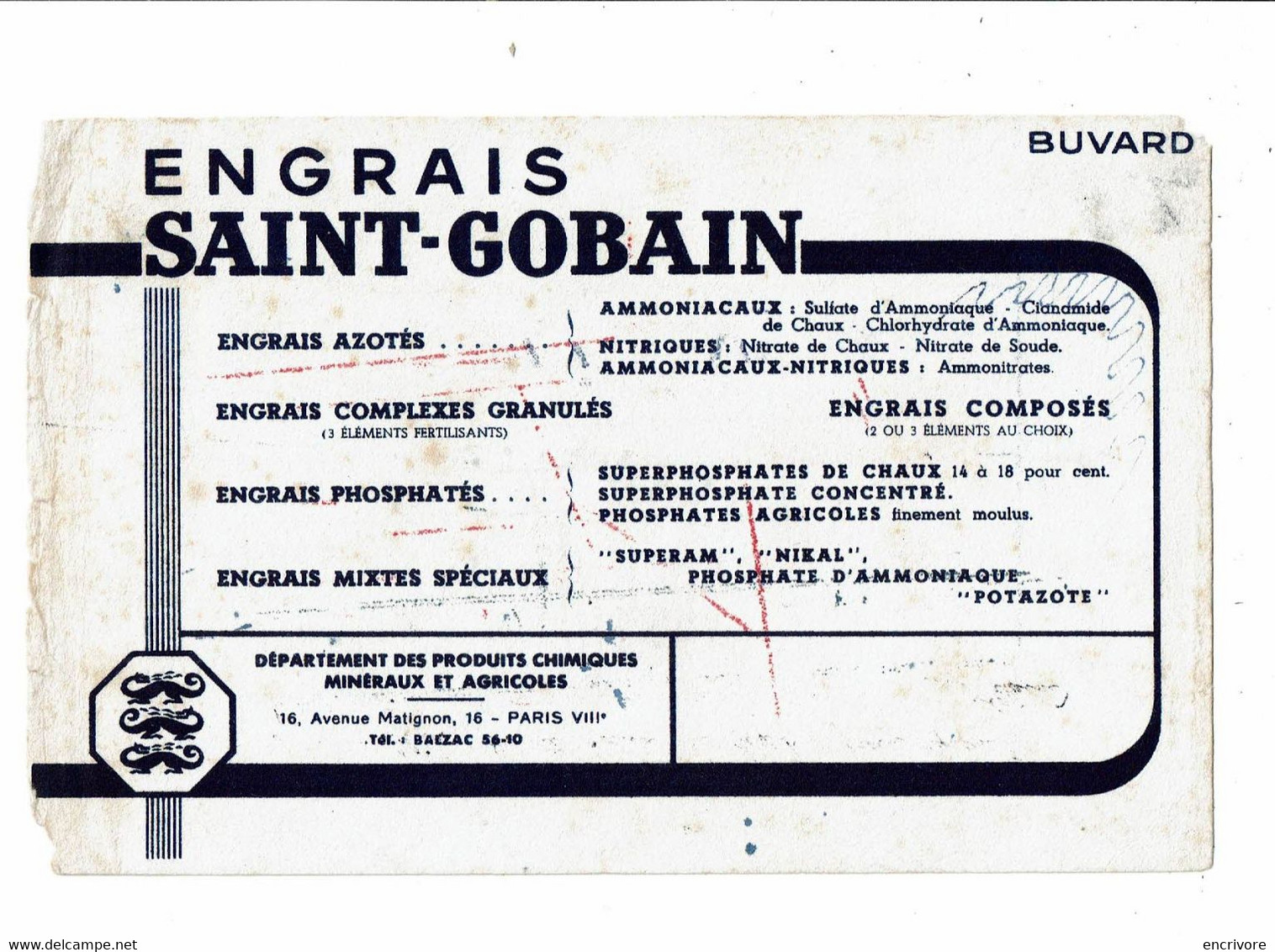 Buvard Compagnie De SAINT GOBAIN Engrais 5 Buvards - Agriculture