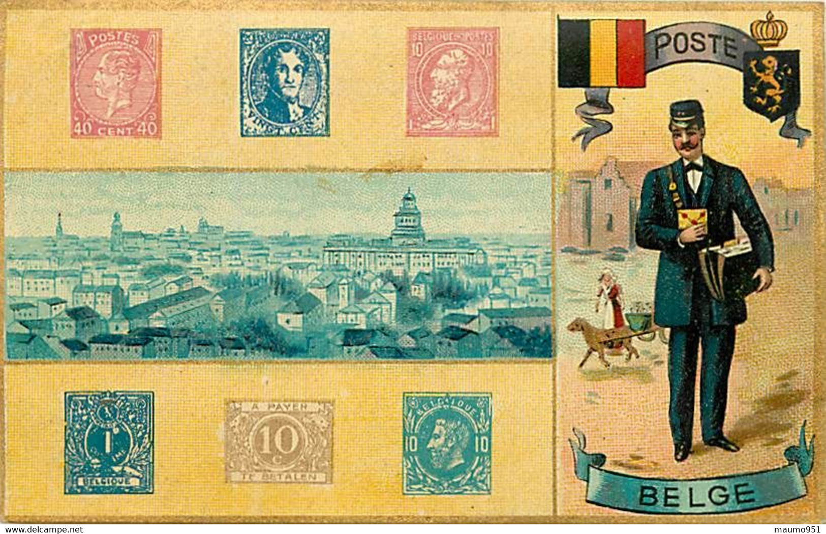 CPA-  Union Postale Universelle, Impression Gaufrée, Thème Philatélie. Bege - Timbres (représentations) - Stamps (pictures)