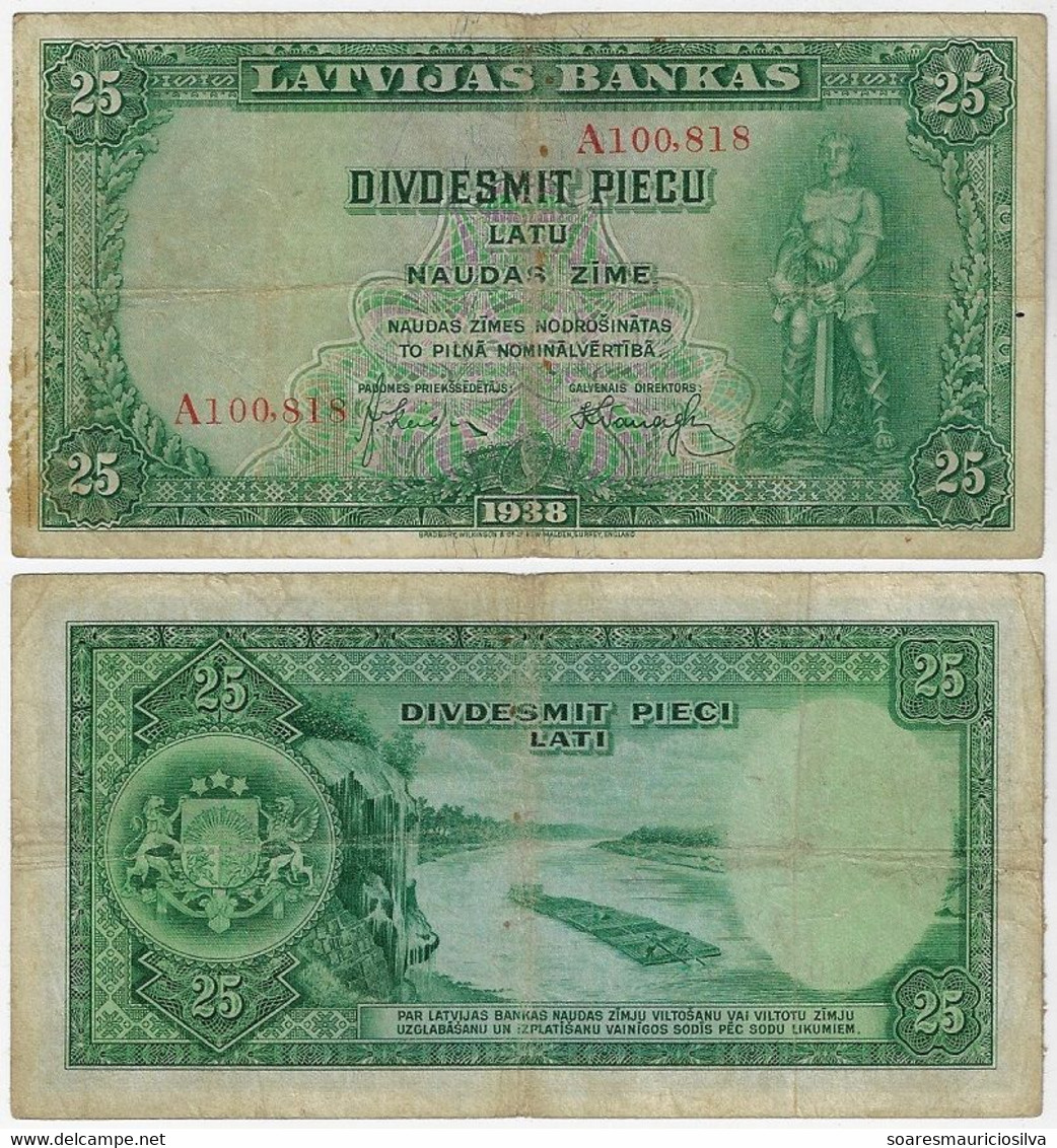 Banknote Latvia 25 Latu 1938 Pick-21a VF (US$ 25) - Letonia