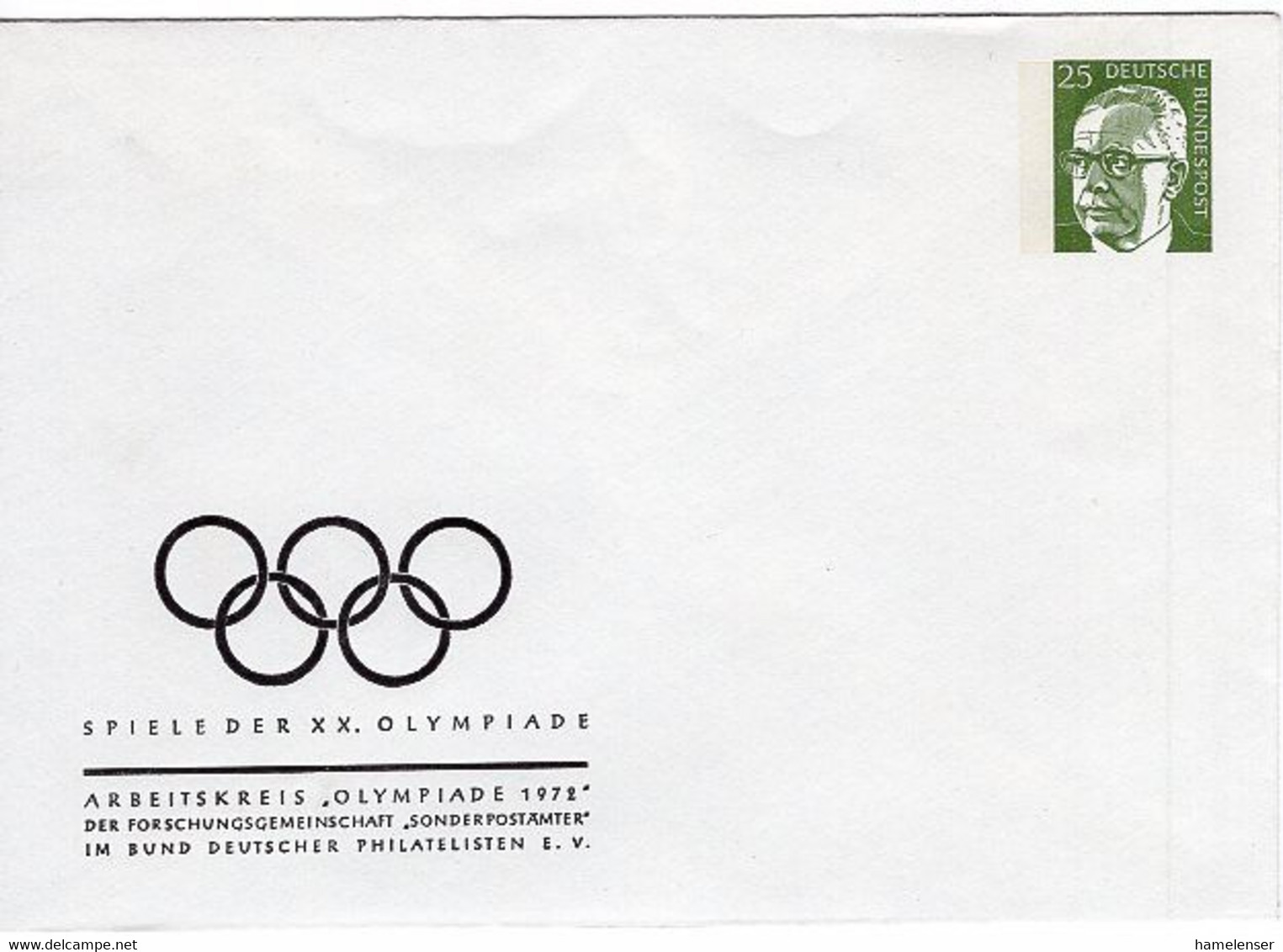 49264 - Bund - 1972 - 25Pfg. Heinemann PGA-Umschlag Olympiade Muenchen 1972, Ungebraucht - Verano 1972: Munich