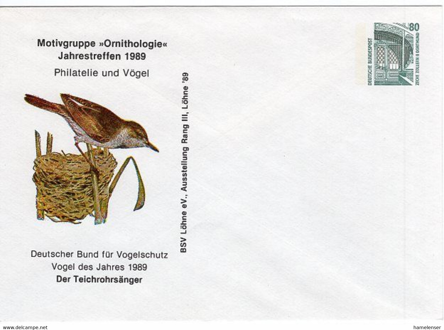 49266 - Bund - 1989 - 80Pfg. SWK PGA-Umschlag Motivgruppe "Ornithologie", Ungebraucht - Altri & Non Classificati