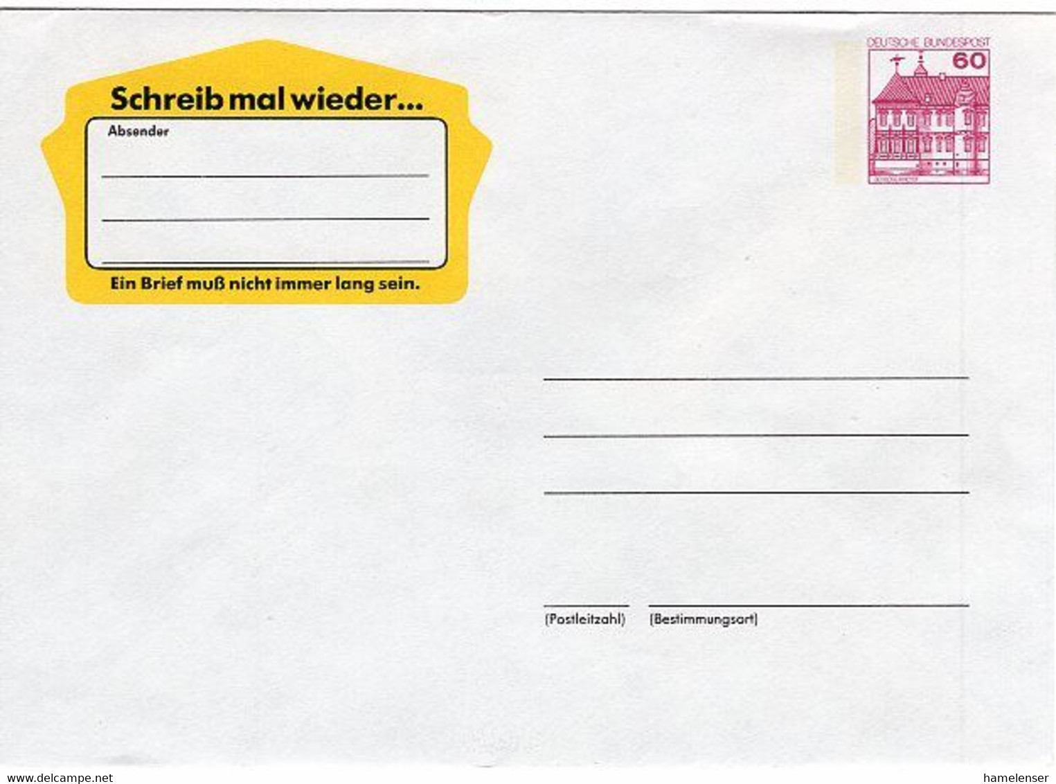 49268 - Bund - 1980 - 60Pfg. B&S GA-Umschlag "Schreib Mal Wieder", Ungebraucht - Lettres & Documents