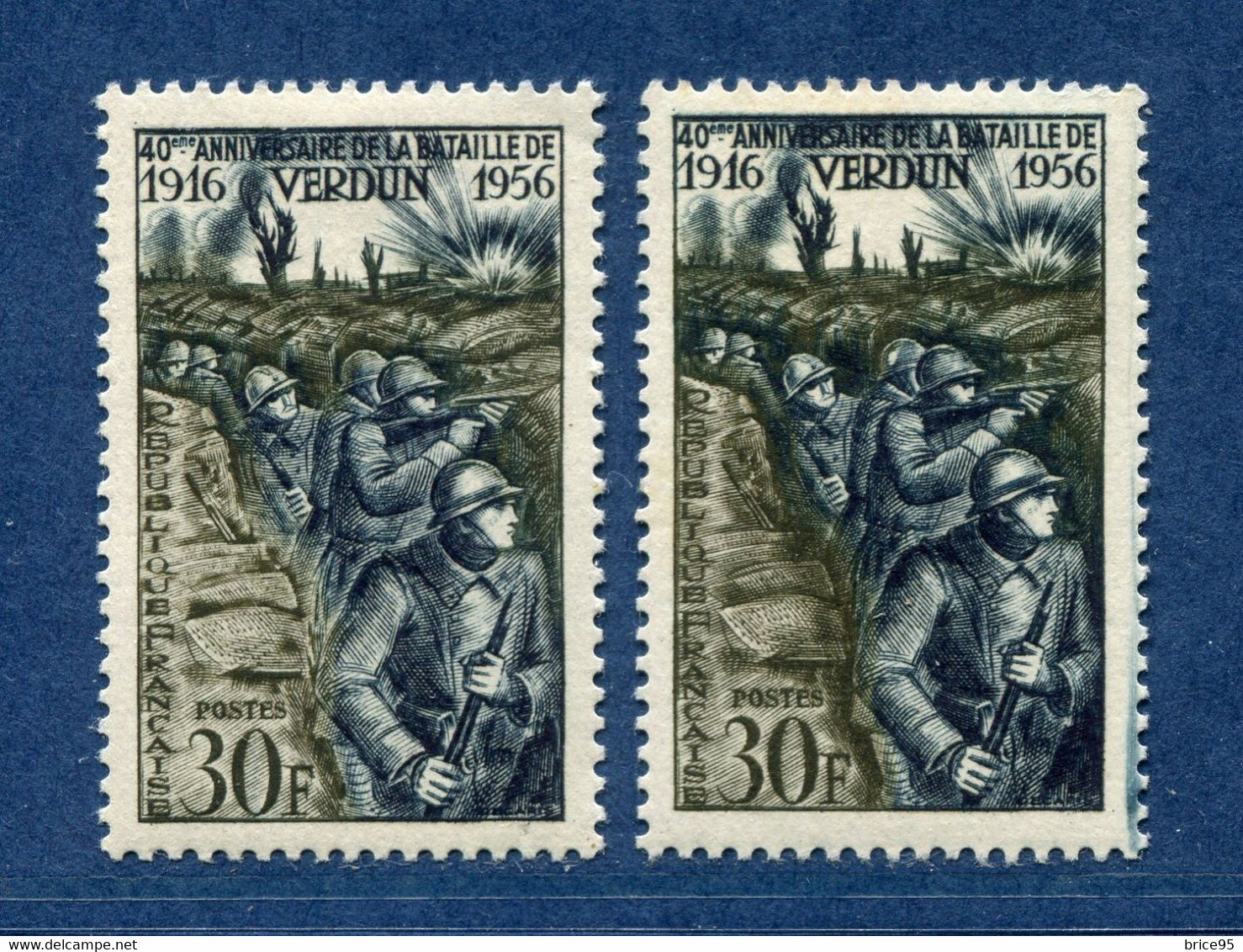 ⭐ France - Variété - YT N° 1053 - Couleurs - Pétouille - Neuf Sans Charnière - 1956 ⭐ - Unused Stamps